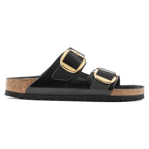 Birkenstock Arizona Natural Leather Big Buckle Sandals for Women High Shine Black