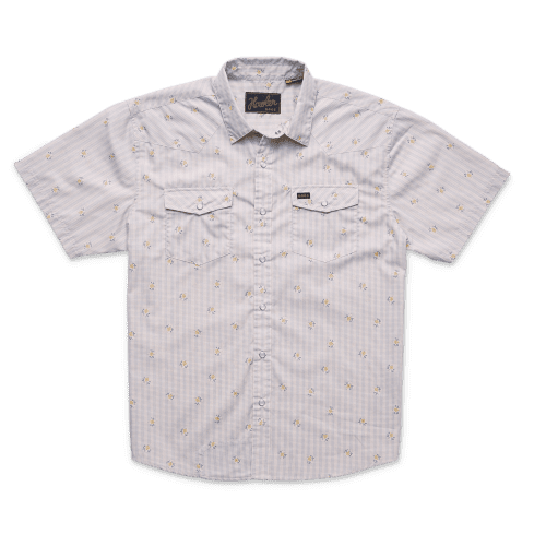 Howler Brothers H Bar B Short Sleeve Snapshirt for Men Vintage Grid Floral : Medium White 