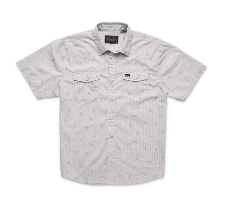 Howler Brothers H Bar B Short Sleeve Snapshirt for Men Vintage Grid Floral : Medium White