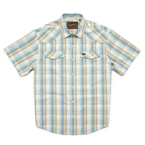 Howler Brothers H Bar B Short Sleeve Snapshirt for Men Isley Plaid : Seafoam 