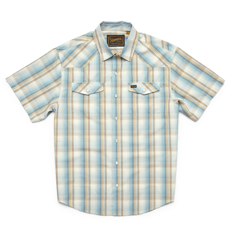 Howler Brothers H Bar B Short Sleeve Snapshirt for Men Isley Plaid : Seafoam