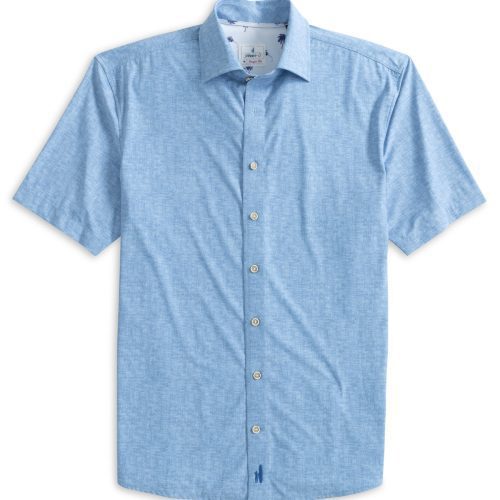 Johnnie-O Avin Short Sleeve Jersey Knit Button Up Shirt for Men Maliblu