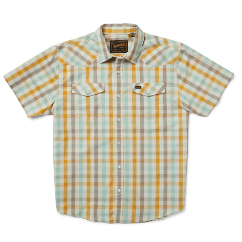 Howler Brothers H Bar B Short Sleeve Snapshirt for Men Wagon Plaid : Harvest 