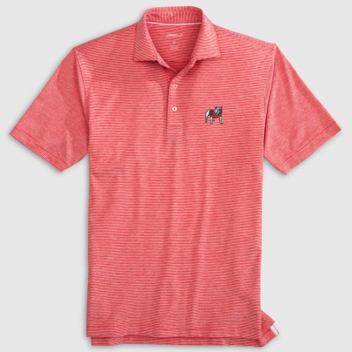 Johnnie-O Lyndon Striped Jersey Performance Polo for Men UGA Red