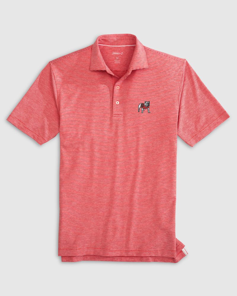 Johnnie-O Lyndon Striped Jersey Performance Polo for Men UGA Red