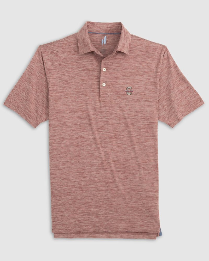 Johnnie-O Lyndon Striped Jersey Performance Polo for Men CofC Maroon