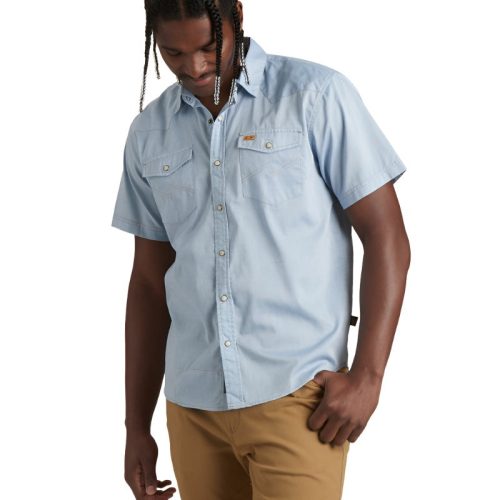 S23 SS Shirts HBarB Faded Blue Oxford Front