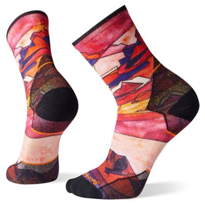 Smartwool Athlete Edition Run Printed Crew Socks for Men (Past Season) Tandoori Orange