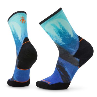 Smartwool Athlete Edition Run Raven Printed Crew Socks for Men (Past Season) Alpine Blue