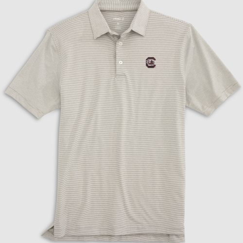 Johnnie-O Lyndon Striped Jersey Performance Polo for Men USC Meteor