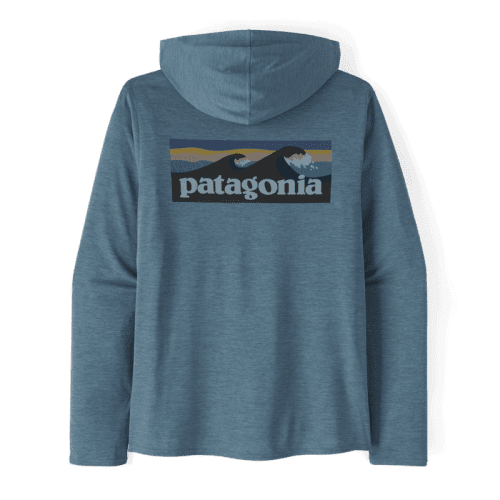 Patagonia Capilene Cool Daily Graphic Hoody for Men Boardshort Logo: Utility Blue X-Dye