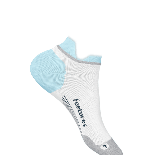 Feetures Elite Max Cushion No Show Tab Socks for Women White Sky